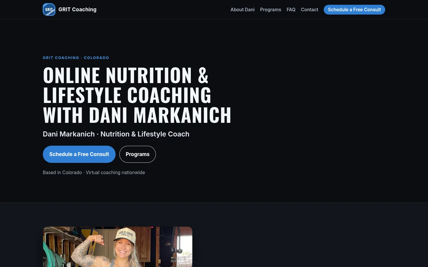 Screenshot of the GRIT Coaching website